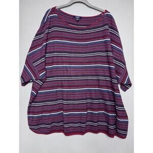 Women's Lagenlook Chaps 3XL Striped Cotton Shirt Cozy Oversized